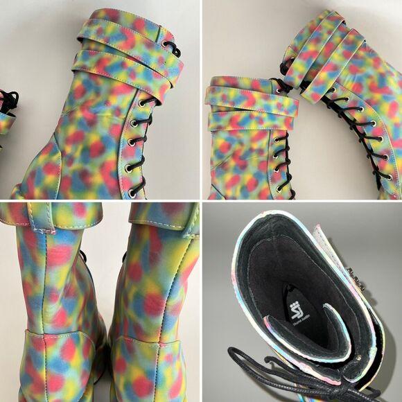 Shane Justin Rainbow Iridescent Platform Boots EDM Rave Dance Party 36 - Picture 5 of 12